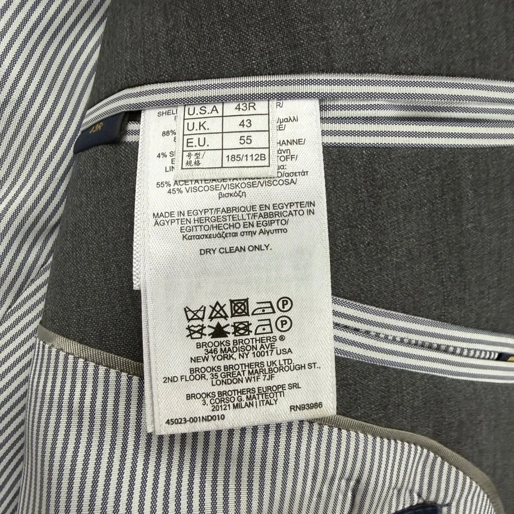 Brooks Brothers Blazer Mens 43R Gray Explorer Madison Fit Wool Blend‎ Sport Coat